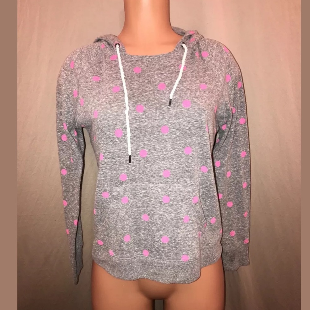 Juniors So Brand Large Gray Pink Polka Dot Hoodie